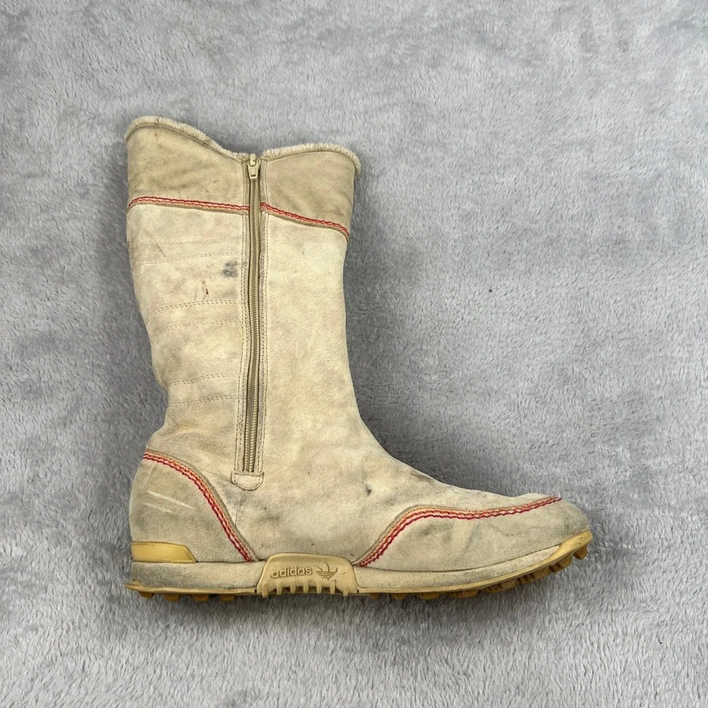 Adidas Suede Faux Fur Lined Winter Boots 8.5 Beige Women Y2K Gorpcore 464051
